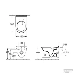 Villeroy & Boch O.novo Wandcloset Directflush Met Zitting Softcl+quickrel Wit -Baden Luxe Verkoop toiletpot villeroy en boch o novo directflush 5660hr01 tech