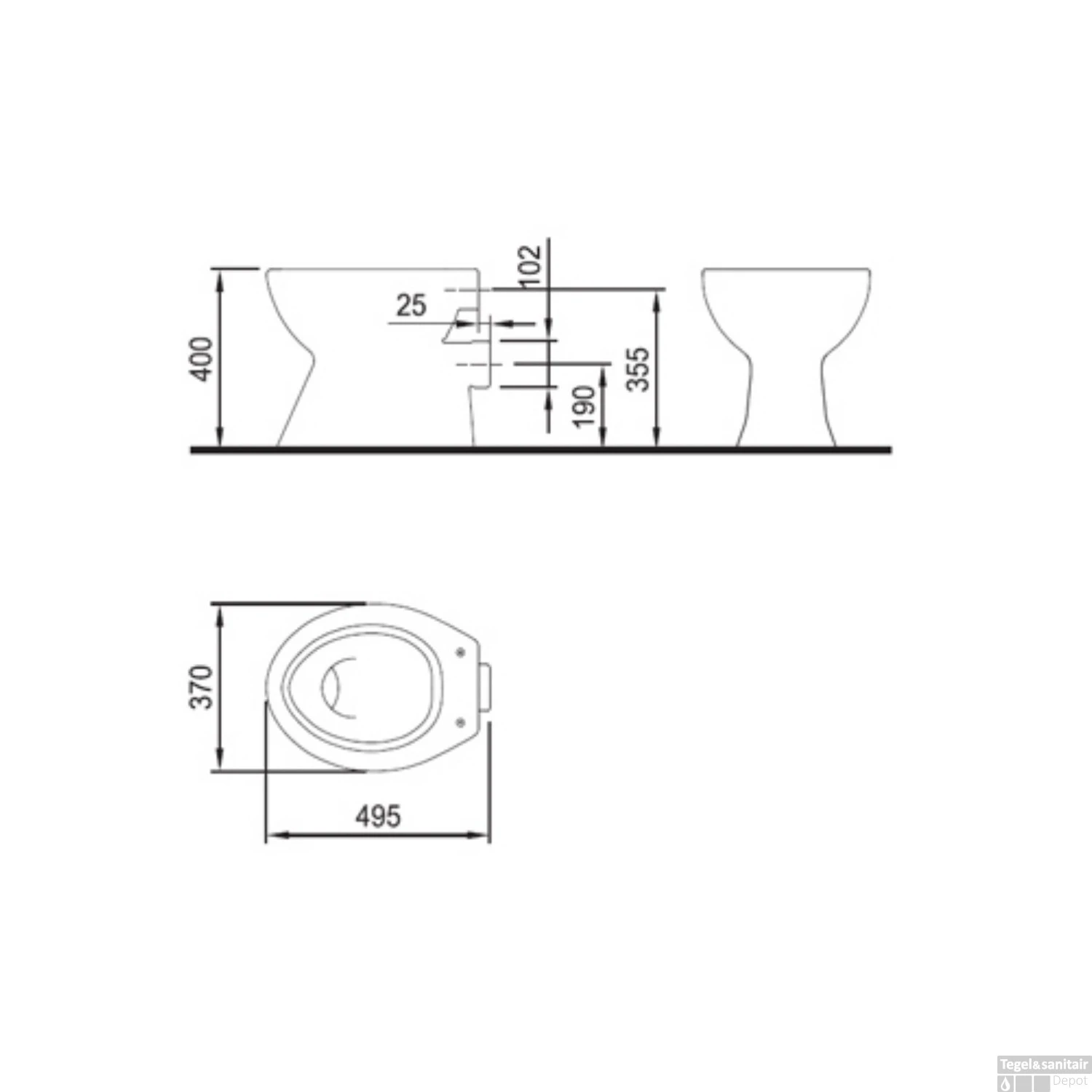 Toiletpot Plieger Diepspoel Smart/Classic Wit PK 2 Toiletpot Plieger Diepspoel Smart/Classic Wit PK - Afbeelding 2