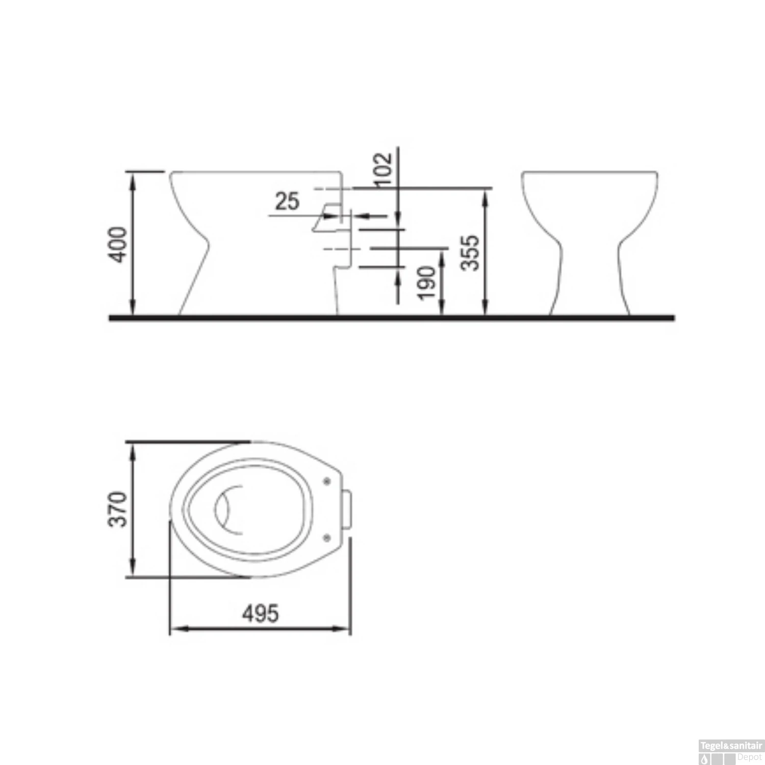 Toiletpot Plieger Smart Diepspoel PK Wit 2 Toiletpot Plieger Smart Diepspoel PK Wit - Afbeelding 2