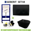 Geberit UP100 Toiletset Compleet | Inbouwreservoir | Rimless Civita Mat Zwart Met Drukplaat