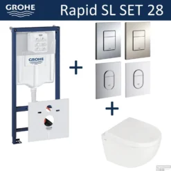 Grohe Rapid SL Toiletset Set28 B&W Zero Compact 49.5cm Met Grohe Arena Of Skate Drukplaat