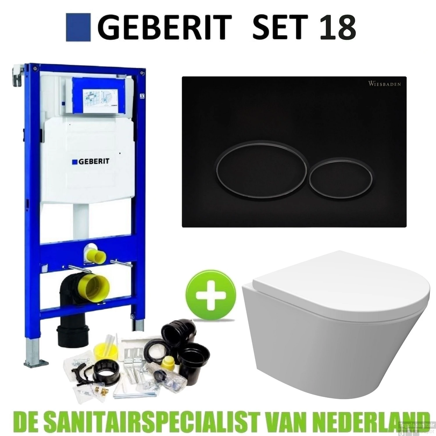 Geberit UP320 Toiletset Set18 Wiesbaden Vesta Junior Rimless 47cm Met Matzwarte Drukplaat 1 Geberit UP320 Toiletset Set18 Wiesbaden Vesta Junior Rimless 47cm Met Matzwarte Drukplaat