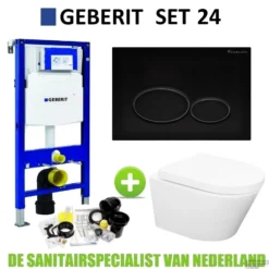 Geberit UP320 Toiletset Compleet | Inbouwreservoir | Wandcloset Wiesbaden Vesta Randloos 52cm | Set24 Met Drukplaat