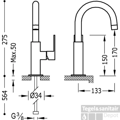 Wastafelmengkraan Loft Tres 20020504 17cm 2 Wastafelmengkraan Loft Tres 20020504 17cm - Afbeelding 2