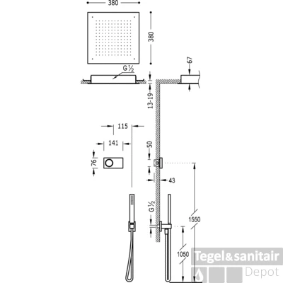Tres Electronische Inbouw Doucheset Met Regendouche Chroom 09286552 1 Tres Electronische Inbouw Doucheset Met Regendouche Chroom 09286552