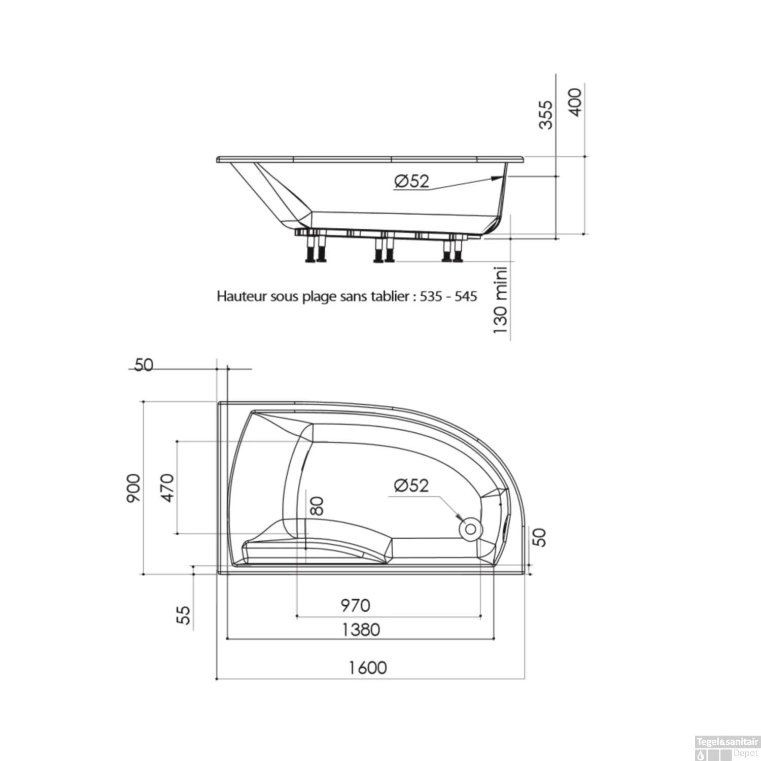 Hoekbad Allibert Diva 160x90 Cm Asymmetrisch Links 2 Hoekbad Allibert Diva 160x90 Cm Asymmetrisch Links - Afbeelding 2
