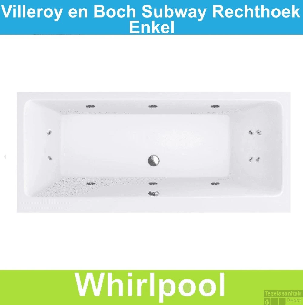 Ligbad Villeroy & Boch Subway 190x90 Cm Balboa Whirlpool Systeem Enkel 1 Ligbad Villeroy & Boch Subway 190x90 Cm Balboa Whirlpool Systeem Enkel