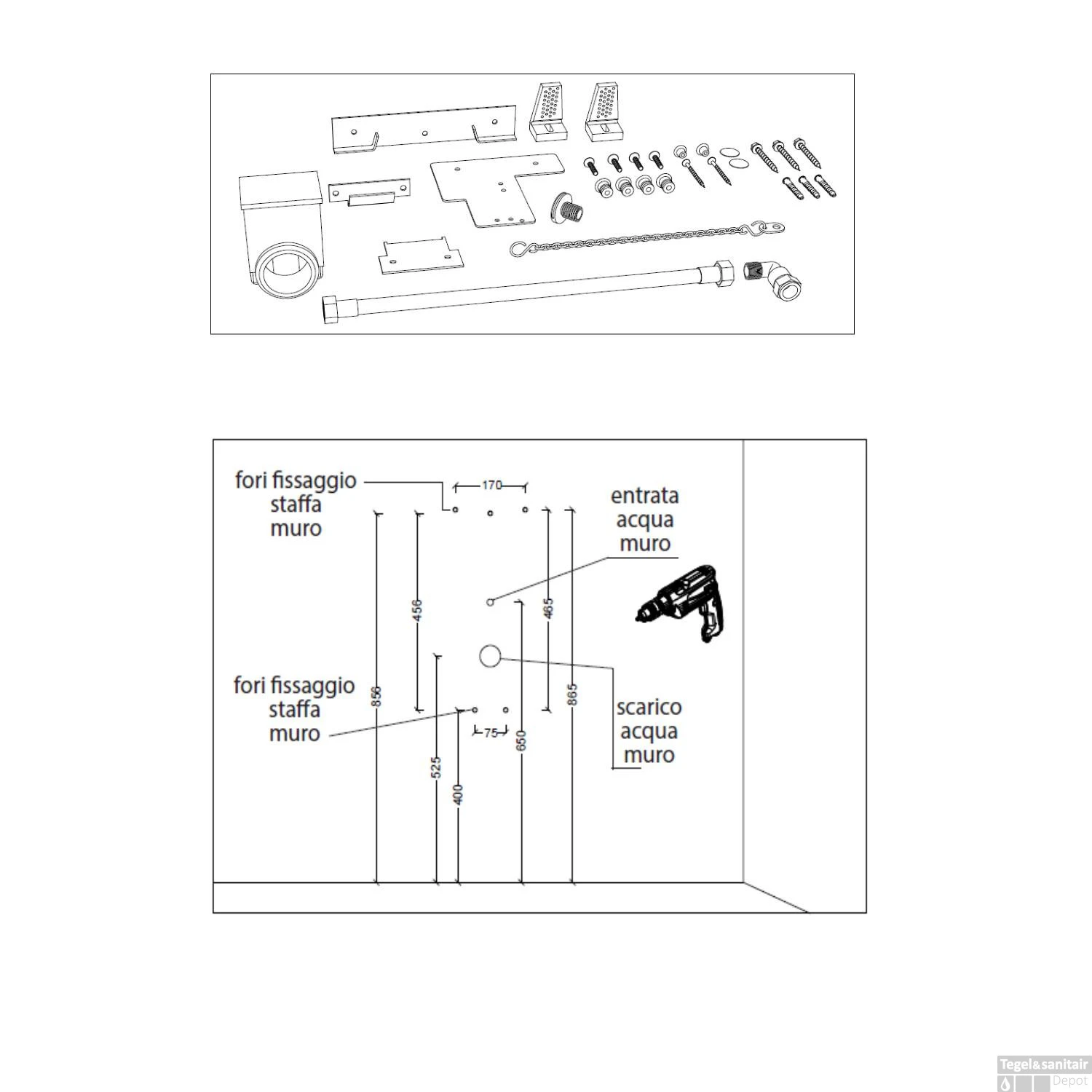 Urinoir Set Salenzi Hung Achterinlaat Mat Zwart Met TECE Square Drukplaat Metaal 4 Urinoir Set Salenzi Hung Achterinlaat Mat Zwart Met TECE Square Drukplaat Metaal - Afbeelding 4