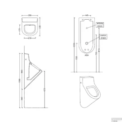 Urinoir Set Salenzi Hung Achterinlaat Mat Wit Met TECE Square Drukplaat Glas -Baden Luxe Verkoop urinoir salenzi mat wit tech 2