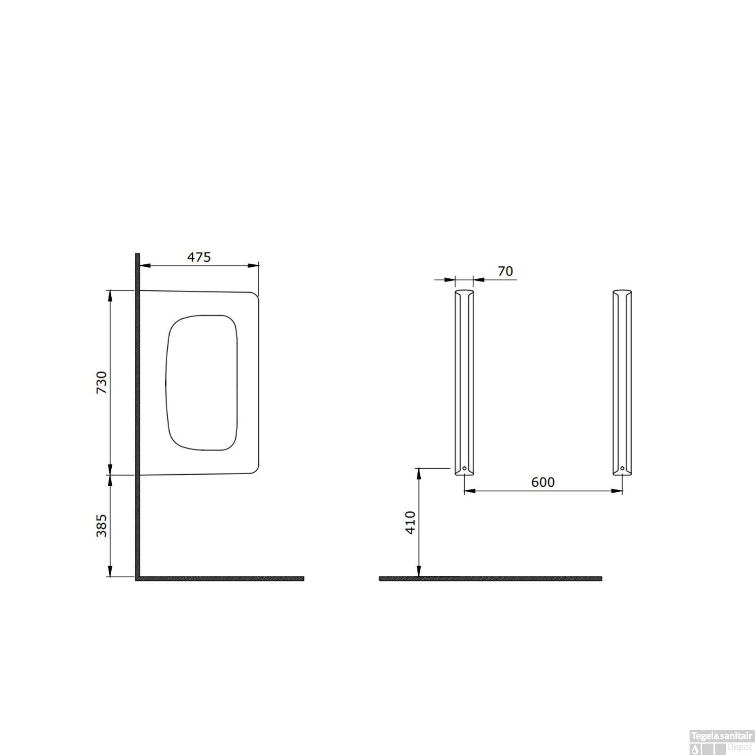 Urinoirscherm Boss & Wessing Bocchi Mat Antraciet 2 Urinoirscherm Boss & Wessing Bocchi Mat Antraciet - Afbeelding 2