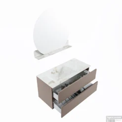 MONDIAZ VICA-DLUX 100cm Badmeubel Onderkast Smoke 2 Lades. Inbouw Wastafel CLOUD Links 1 Kraangat, Kleur Frappe, En Spiegel Model SPOT -Baden Luxe Verkoop vica dluxe inbouw cloud frappe smoke sp google 3 0012