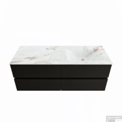 MONDIAZ VICA-DLUX 130cm Badmeubel Onderkast Urban 4 Lades. Inbouw Wastafel CLOUD Rechts Zonder Kraangat, Kleur Frappe.