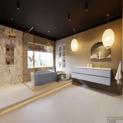 MONDIAZ VICA-DLUX 150cm Badmeubel Onderkast Cale 4 Lades. Inbouw Wastafel CLOUD Rechts 1 Kraangat, Kleur Glace, En Spiegel Model SPOT -Baden Luxe Verkoop vica dluxe inbouw cloud glace cale totaal 0060 13132514377633