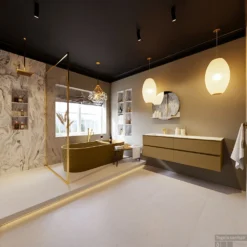 MONDIAZ VICA-DLUX 150cm Badmeubel Onderkast Oro 4 Lades. Inbouw Wastafel CLOUD Links 1 Kraangat, Kleur Glace, En Spiegel Model SPOT -Baden Luxe Verkoop vica dluxe inbouw cloud glace oro totaal 0059 13132514378327