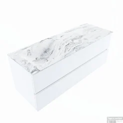 MONDIAZ VICA-DLUX 130cm Badmeubel Onderkast Talc 2 Lades. Inbouw Wastafel CLOUD Links Zonder Kraangat, Kleur Glace. -Baden Luxe Verkoop vica dluxe inbouw cloud glace talc google 2 0029