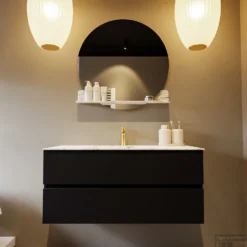 MONDIAZ VICA-DLUX 110cm Badmeubel Onderkast Urban 2 Lades. Inbouw Wastafel CLOUD Midden 1 Kraangat, Kleur Glace, En Spiegel Model SPOT -Baden Luxe Verkoop vica dluxe inbouw cloud glace urban front2 0017