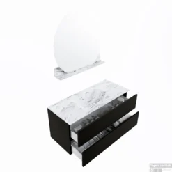 MONDIAZ VICA-DLUX 110cm Badmeubel Onderkast Urban 2 Lades. Inbouw Wastafel CLOUD Midden 1 Kraangat, Kleur Glace, En Spiegel Model SPOT -Baden Luxe Verkoop vica dluxe inbouw cloud glace urban sp google 3 0017