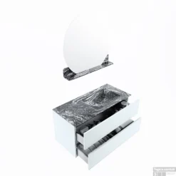 MONDIAZ VICA-DLUX 100cm Badmeubel Onderkast Clay 2 Lades. Inbouw Wastafel CLOUD Rechts Zonder Kraangat, Kleur Lava, En Spiegel Model SPOT -Baden Luxe Verkoop vica dluxe inbouw cloud lava clay sp google 3 0010