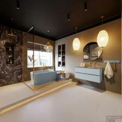 MONDIAZ VICA-DLUX 100cm Badmeubel Onderkast Clay 2 Lades. Inbouw Wastafel CLOUD Rechts Zonder Kraangat, Kleur Lava, En Spiegel Model SPOT -Baden Luxe Verkoop vica dluxe inbouw cloud lava clay totaal 0010 13132514389464