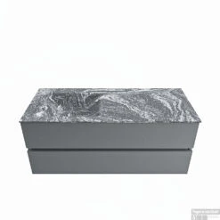 MONDIAZ VICA-DLUX 120cm Badmeubel Onderkast Plata 2 Lades. Inbouw Wastafel CLOUD Links Zonder Kraangat, Kleur Lava.