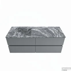 MONDIAZ VICA-DLUX 130cm Badmeubel Onderkast Plata 4 Lades. Inbouw Wastafel CLOUD Links Zonder Kraangat, Kleur Lava.