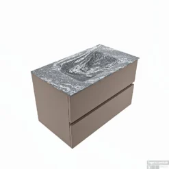 MONDIAZ VICA-DLUX 80cm Badmeubel Onderkast Smoke 2 Lades. Inbouw Wastafel CLOUD Midden Zonder Kraangat, Kleur Lava. -Baden Luxe Verkoop vica dluxe inbouw cloud lava smoke google 2 0004