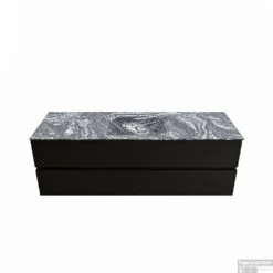 MONDIAZ VICA-DLUX 150cm Badmeubel Onderkast Urban 2 Lades. Inbouw Wastafel CLOUD Midden Zonder Kraangat, Kleur Lava.