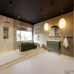 MONDIAZ VICA-DLUX 80cm Badmeubel Onderkast Army 2 Lades. Inbouw Wastafel CLOUD Midden 1 Kraangat, Kleur Opalo, En Spiegel Model SPOT -Baden Luxe Verkoop vica dluxe inbouw cloud opalo army totaal 0005 13132514382411