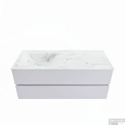 MONDIAZ VICA-DLUX 120cm Badmeubel Onderkast Cale 2 Lades. Inbouw Wastafel CLOUD Links 1 Kraangat, Kleur Opalo.