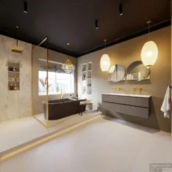 MONDIAZ VICA-DLUX 130cm Badmeubel Onderkast Smoke 2 Lades. Inbouw Wastafel CLOUD Dubbel Zonder Kraangat, Kleur Opalo, En Spiegel Model SPOT -Baden Luxe Verkoop vica dluxe inbouw cloud opalo smoke totaal 0031 13132514381814