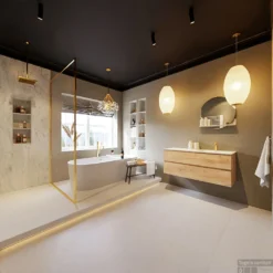 MONDIAZ VICA-DLUX 120cm Badmeubel Onderkast Washed Oak 2 Lades. Inbouw Wastafel CLOUD Rechts 1 Kraangat, Kleur Opalo, En Spiegel Model SPOT -Baden Luxe Verkoop vica dluxe inbouw cloud opalo washed oak totaal 0026 13132514378586