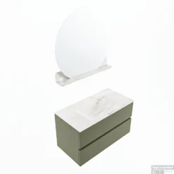MONDIAZ VICA-DLUX 90cm Badmeubel Onderkast Army 2 Lades. Inbouw Wastafel CLOUD Midden Zonder Kraangat, Kleur Ostra, En Spiegel Model SPOT -Baden Luxe Verkoop vica dluxe inbouw cloud ostra army sp google 2 0006