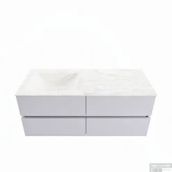 MONDIAZ VICA-DLUX 120cm Badmeubel Onderkast Cale 4 Lades. Inbouw Wastafel CLOUD Links 1 Kraangat, Kleur Ostra.
