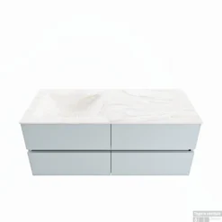 MONDIAZ VICA-DLUX 120cm Badmeubel Onderkast Clay 4 Lades. Inbouw Wastafel CLOUD Links Zonder Kraangat, Kleur Ostra.