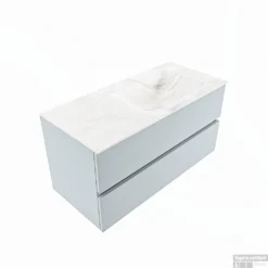 MONDIAZ VICA-DLUX 100cm Badmeubel Onderkast Clay 2 Lades. Inbouw Wastafel CLOUD Rechts Zonder Kraangat, Kleur Ostra. -Baden Luxe Verkoop vica dluxe inbouw cloud ostra clay google 2 0010