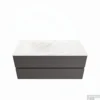 MONDIAZ VICA-DLUX 110cm Badmeubel Onderkast Dark Grey 2 Lades. Inbouw Wastafel CLOUD Links 1 Kraangat, Kleur Ostra.