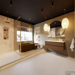 MONDIAZ VICA-DLUX 120cm Badmeubel Onderkast Rust 2 Lades. Inbouw Wastafel CLOUD Midden Zonder Kraangat, Kleur Ostra, En Spiegel Model SPOT -Baden Luxe Verkoop vica dluxe inbouw cloud ostra rust totaal 0020 13132514384392