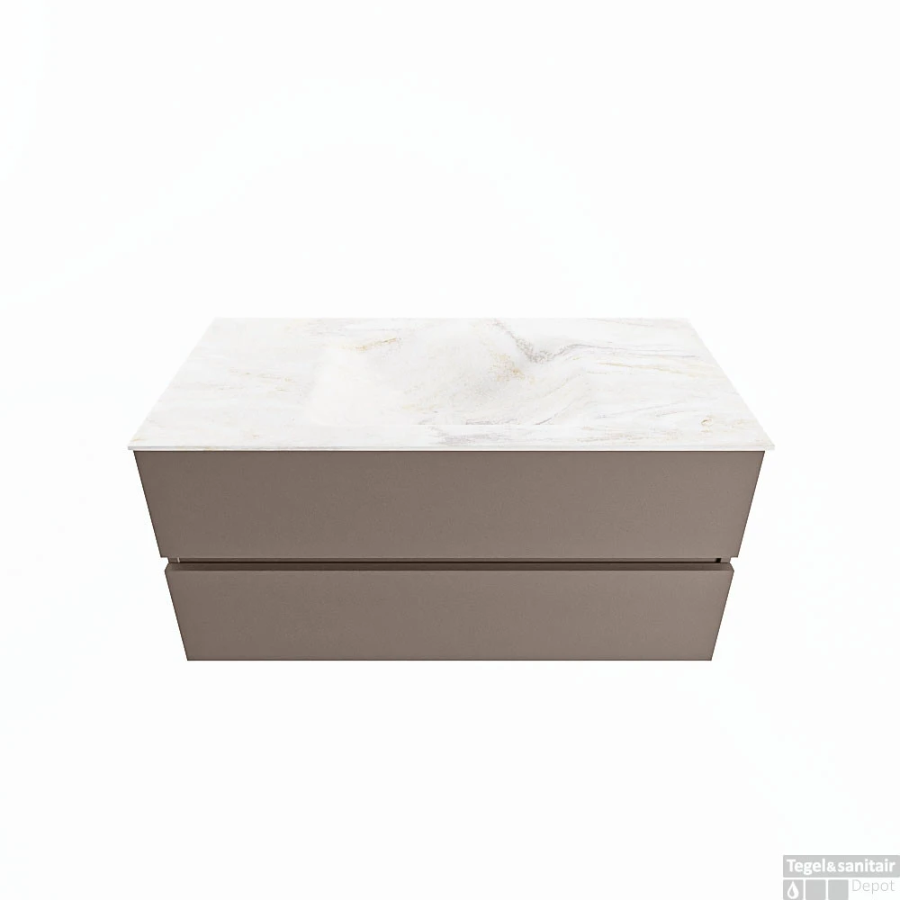 MONDIAZ VICA-DLUX 100cm Badmeubel Onderkast Smoke 2 Lades. Inbouw Wastafel CLOUD Midden Zonder Kraangat, Kleur Ostra. 1 MONDIAZ VICA-DLUX 100cm Badmeubel Onderkast Smoke 2 Lades. Inbouw Wastafel CLOUD Midden Zonder Kraangat, Kleur Ostra.