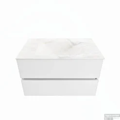 MONDIAZ VICA-DLUX 80cm Badmeubel Onderkast Talc 2 Lades. Inbouw Wastafel CLOUD Midden Zonder Kraangat, Kleur Ostra.