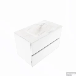 MONDIAZ VICA-DLUX 80cm Badmeubel Onderkast Talc 2 Lades. Inbouw Wastafel CLOUD Midden Zonder Kraangat, Kleur Ostra. -Baden Luxe Verkoop vica dluxe inbouw cloud ostra talc google 2 0004