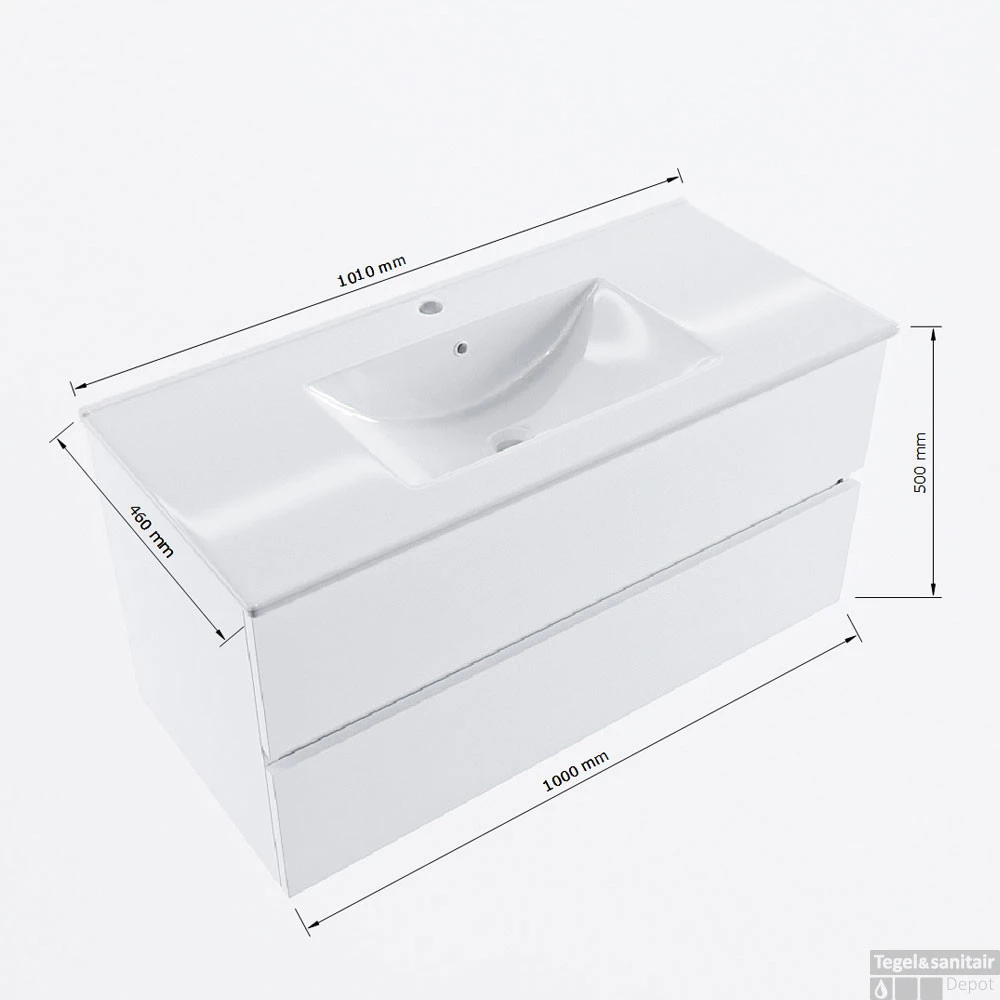 MONDIAZ VICA 100cm Badmeubel Onderkast Greey 2 Lades. Wastafel Denia Midden 1 Kraangat, Kleur Glanzend Wit Met Spiegel LED. 8 MONDIAZ VICA 100cm Badmeubel Onderkast Greey 2 Lades. Wastafel Denia Midden 1 Kraangat, Kleur Glanzend Wit Met Spiegel LED. - Afbeelding 8