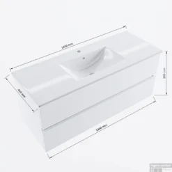 MONDIAZ VICA 120cm Badmeubel Onderkast Carrara 2 Lades. Wastafel DENIA Midden 1 Kraangat, Kleur Glanzend Wit. 13 MONDIAZ VICA 120cm Badmeubel Onderkast Carrara 2 Lades. Wastafel DENIA Midden 1 Kraangat, Kleur Glanzend Wit. -Baden Luxe Verkoop vicadenia120midden2maattekening 12526264433646 1