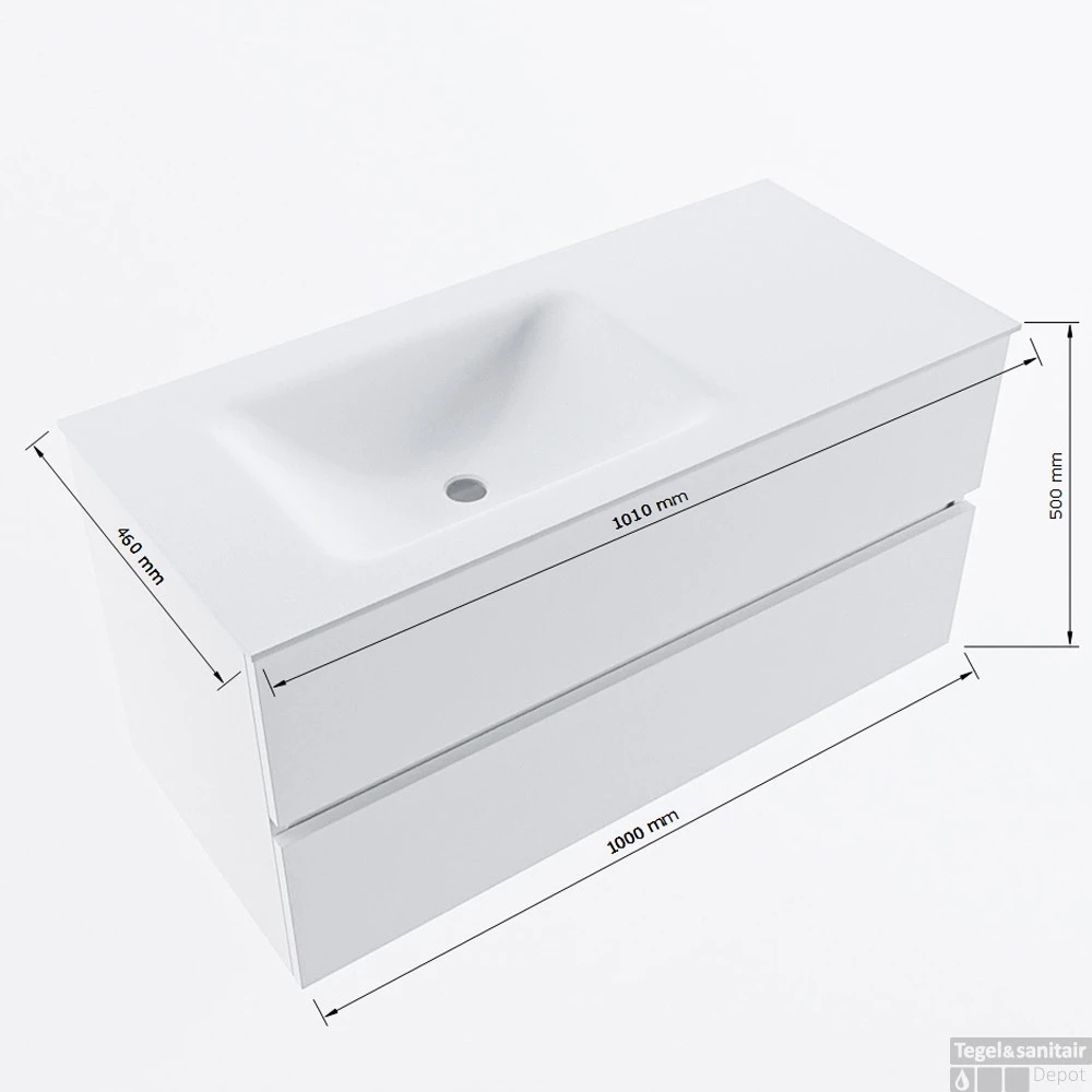 MONDIAZ VICA 100cm Badmeubel Onderkast Antracite 2 Lades. Wastafel CLOUD Links Zonder Kraangat, Kleur Talc. 7 MONDIAZ VICA 100cm Badmeubel Onderkast Antracite 2 Lades. Wastafel CLOUD Links Zonder Kraangat, Kleur Talc. - Afbeelding 7