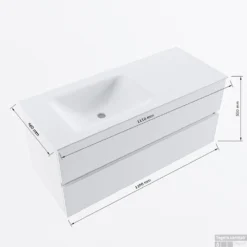 MONDIAZ VICA-DLUX 110cm Badmeubel Onderkast Dark Grey 2 Lades. Inbouw Wastafel CLOUD Links 1 Kraangat, Kleur Ostra. -Baden Luxe Verkoop vicadluxe110cmleftmaattekening 8151264472214