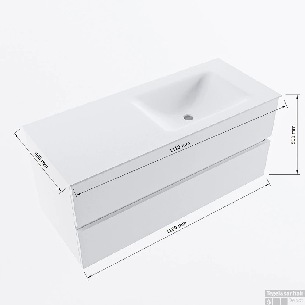 MONDIAZ VICA-DLUX 110cm Badmeubel Onderkast Rust 2 Lades. Inbouw Wastafel CLOUD Rechts Zonder Kraangat, Kleur Glace, En Spiegel Model SPOT 9 MONDIAZ VICA-DLUX 110cm Badmeubel Onderkast Rust 2 Lades. Inbouw Wastafel CLOUD Rechts Zonder Kraangat, Kleur Glace, En Spiegel Model SPOT - Afbeelding 9