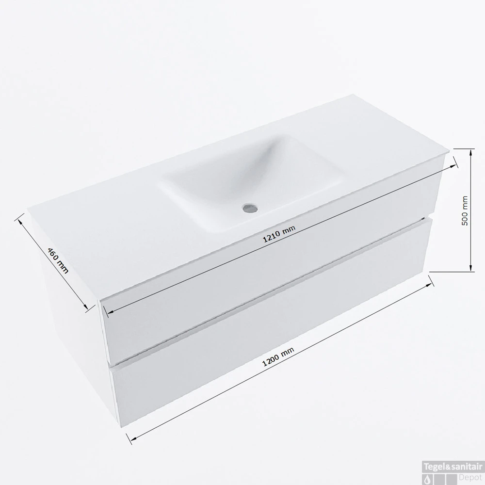 MONDIAZ VICA 120cm Badmeubel Onderkast Antracite 2 Lades. Wastafel CLOUD Midden 1 Kraangat, Kleur Talc. 7 MONDIAZ VICA 120cm Badmeubel Onderkast Antracite 2 Lades. Wastafel CLOUD Midden 1 Kraangat, Kleur Talc. - Afbeelding 7