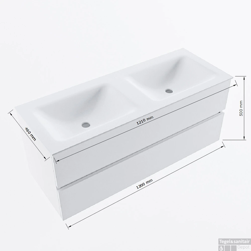 MONDIAZ VICA 120cm Badmeubel Onderkast Clay 2 Lades. Wastafel CLOUD Dubbel 2 Kraangaten, Kleur Talc Met Spiegel LED. 8 MONDIAZ VICA 120cm Badmeubel Onderkast Clay 2 Lades. Wastafel CLOUD Dubbel 2 Kraangaten, Kleur Talc Met Spiegel LED. - Afbeelding 8