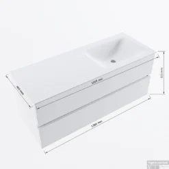 MONDIAZ VICA-DLUX 120cm Badmeubel Onderkast Washed Oak 2 Lades. Inbouw Wastafel CLOUD Rechts 1 Kraangat, Kleur Opalo, En Spiegel Model SPOT -Baden Luxe Verkoop vicadluxe120cmrightmaattekening 8151264475017