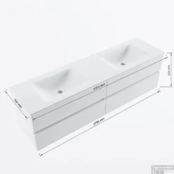 MONDIAZ VICA 170cm Badmeubel Onderkast Dark Brown 4 Lades. Wastafel CLOUD Dubbel Zonder Kraangat, Kleur Talc. 13 MONDIAZ VICA 170cm Badmeubel Onderkast Dark Brown 4 Lades. Wastafel CLOUD Dubbel Zonder Kraangat, Kleur Talc. -Baden Luxe Verkoop vicadluxe170cm4doublemaattekening 11276264471758