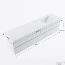 MONDIAZ VICA 180cm Badmeubel Onderkast Fire 4 Lades. Wastafel CLOUD Rechts 1 Kraangat, Kleur Talc. -Baden Luxe Verkoop vicadluxe180cm4rightmaattekening 11276264471893